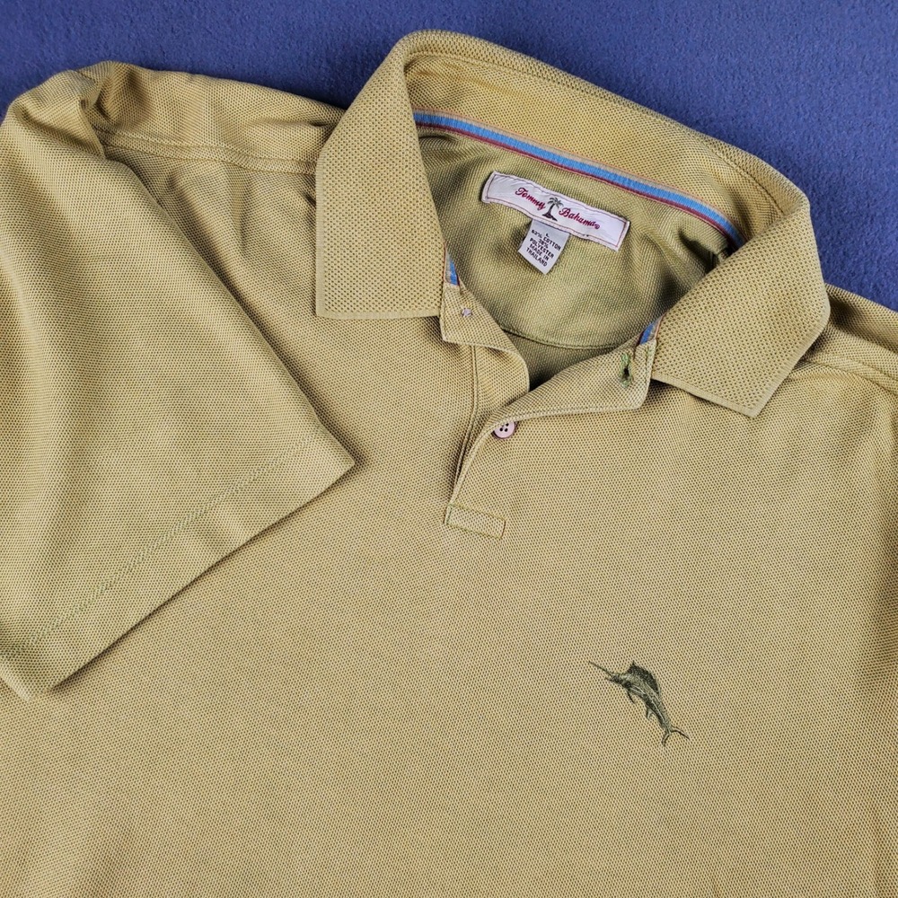 Tommy Bahama Polo Shirt Embroidered Marlin Logo Short Sleeve Golf Size L